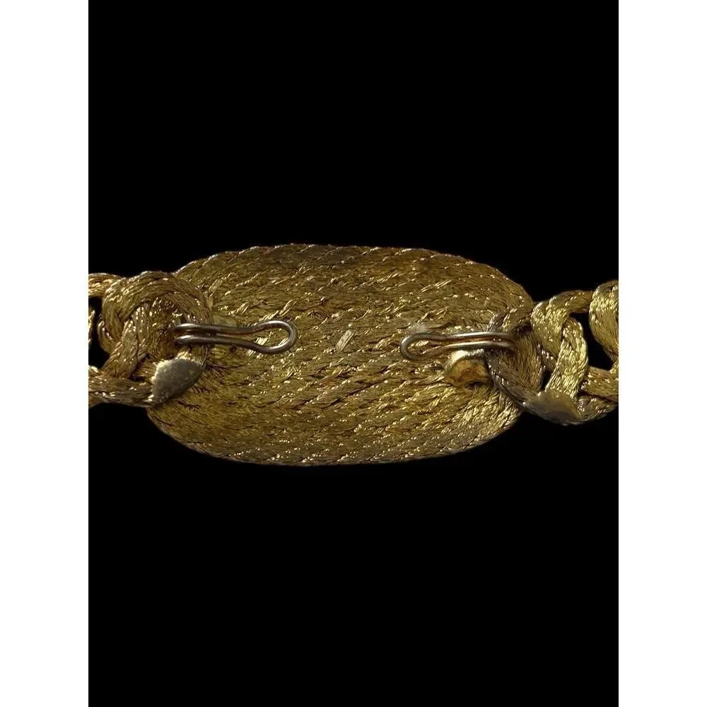 Faux Gold Lame’ 23” Braided Woven Wire Adjustable Belt Vintage Fashion Skinny